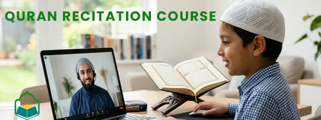 A Child Taking Online Quran Recitation Course