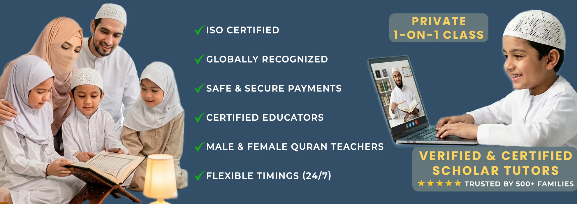 Ibadah Quran Academy — Leading online Quran academy offering private 1-on-1 classes with certified male and female scholar tutors for kids and families